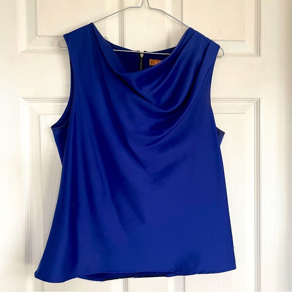 Ellen Tracy Draped Neck Sleeveless Blouse with Lace Sz 6 Gently Loved